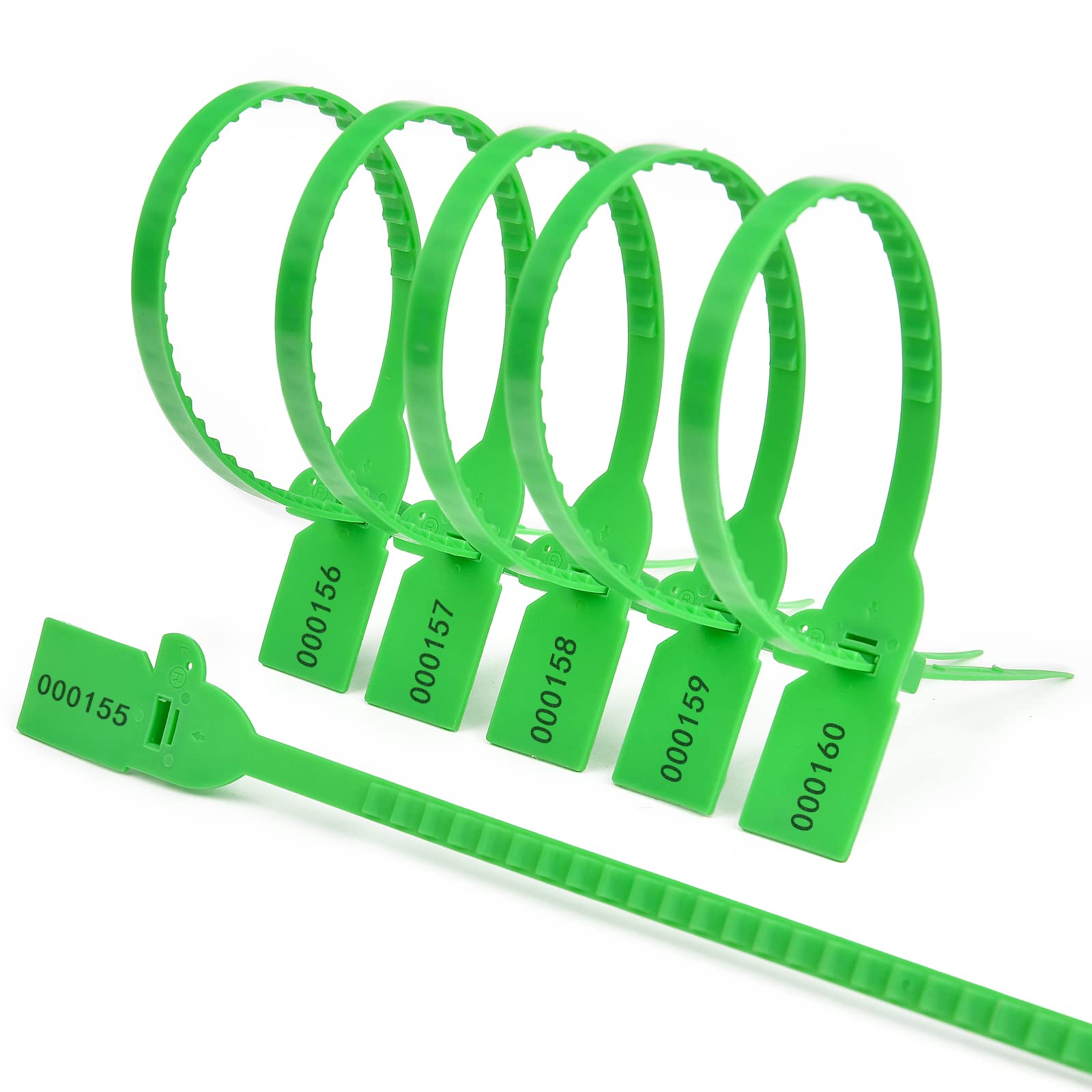 Etichette in plastica, sigilli in plastica autobloccanti usa e getta, numerate, multicolore, 320 mm, confezione (verde, 100 pezzi)
