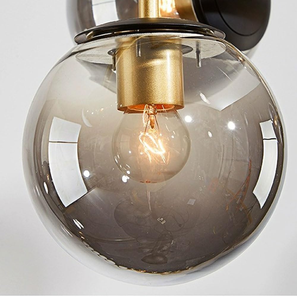 CONERY Lámpara de araña moderna de 6 luces, lámpara colgante de cristal con forma de globo, altura ajustable, lámpara de techo grande de mediados de siglo E27 para isla de cocina