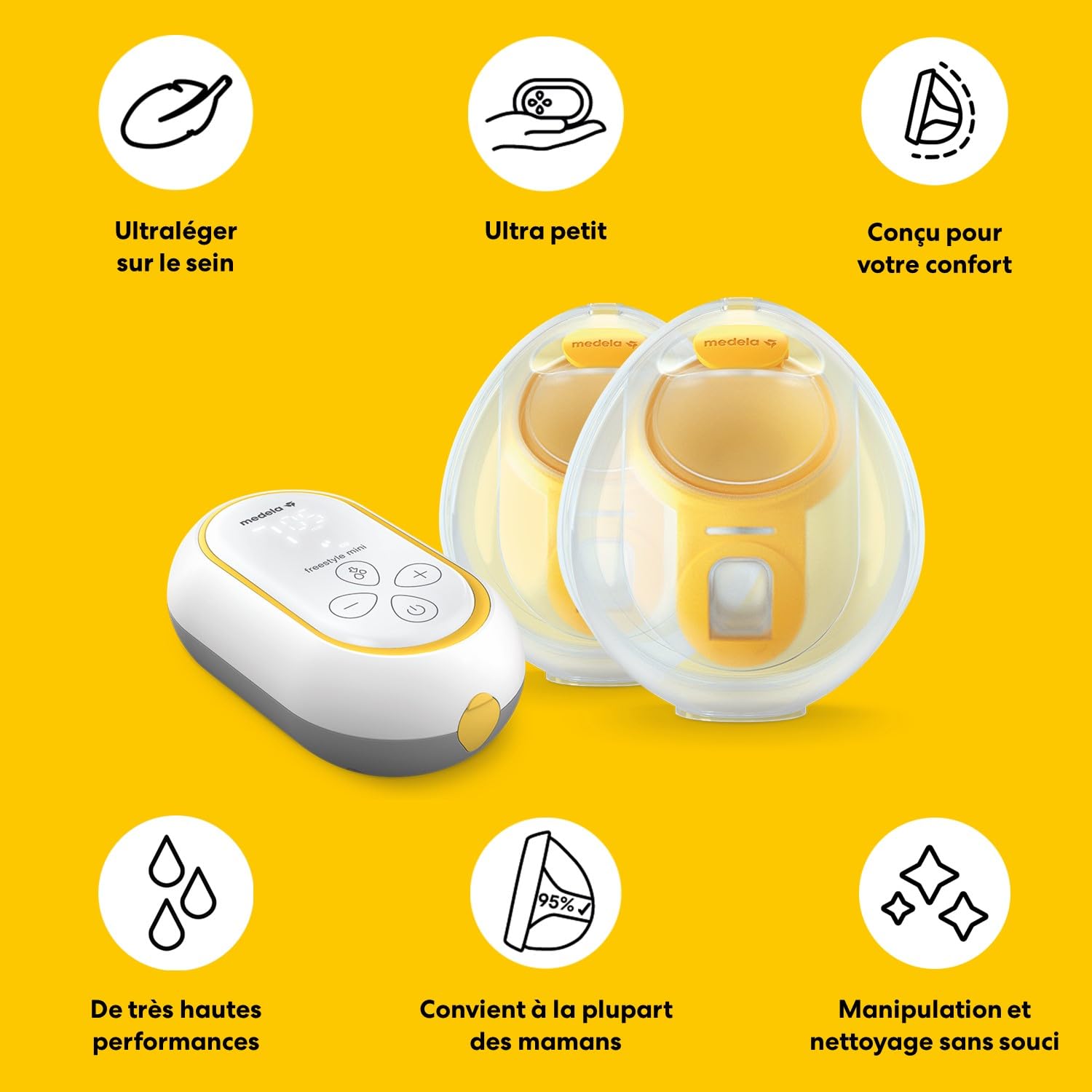 Medela Tire-lait double électrique Freestyle Mini Hands-Free avec collecteurs mains libres et batterie rechargeable