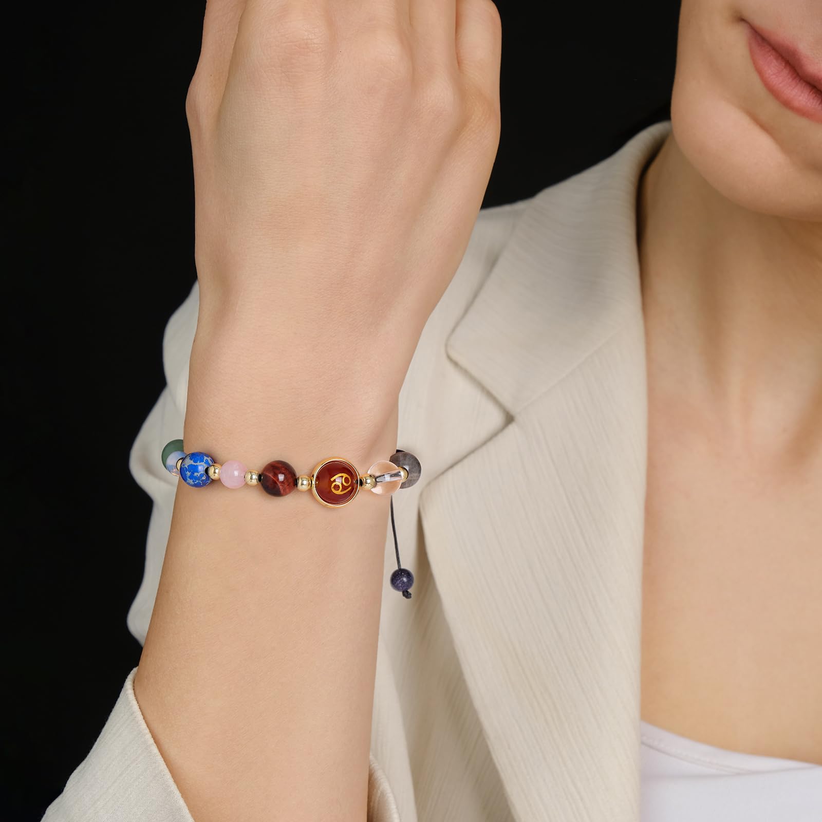 Vinswet Zodiac Bracelets for Women Men,12 Constellations Healing Crystal Stone Beads Bracelet Birthday Zodiac Gifts Horoscope Spiritual Jewelry Bracelet Gifts