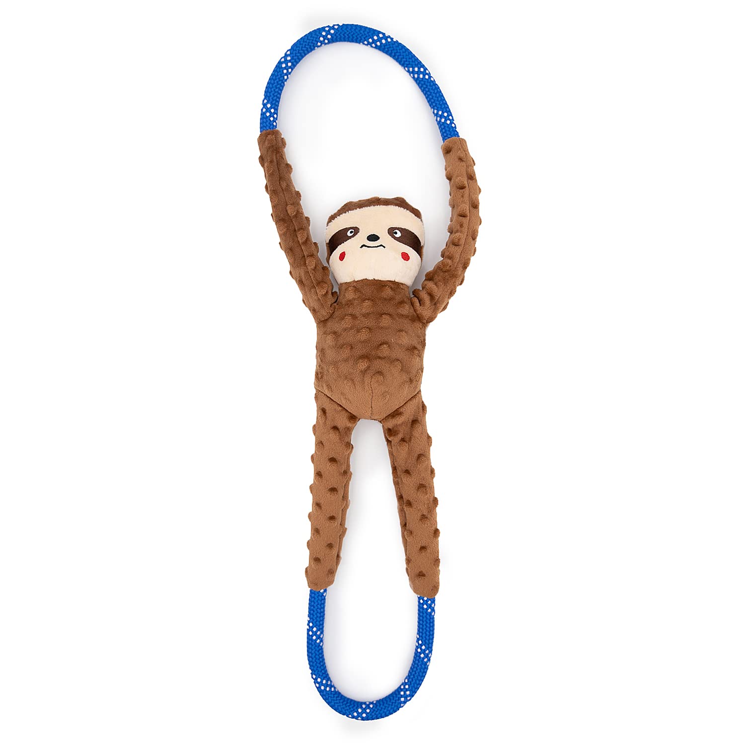 ZippyPaws RopeTugz - Durable Dog Pull Rope Toy, Interactive Tug of War for Large, Medium, & Small Dogs, Squeaky Pet Products to Keep Them Busy, Made with Heavy Duty Climbing Rope - Sloth