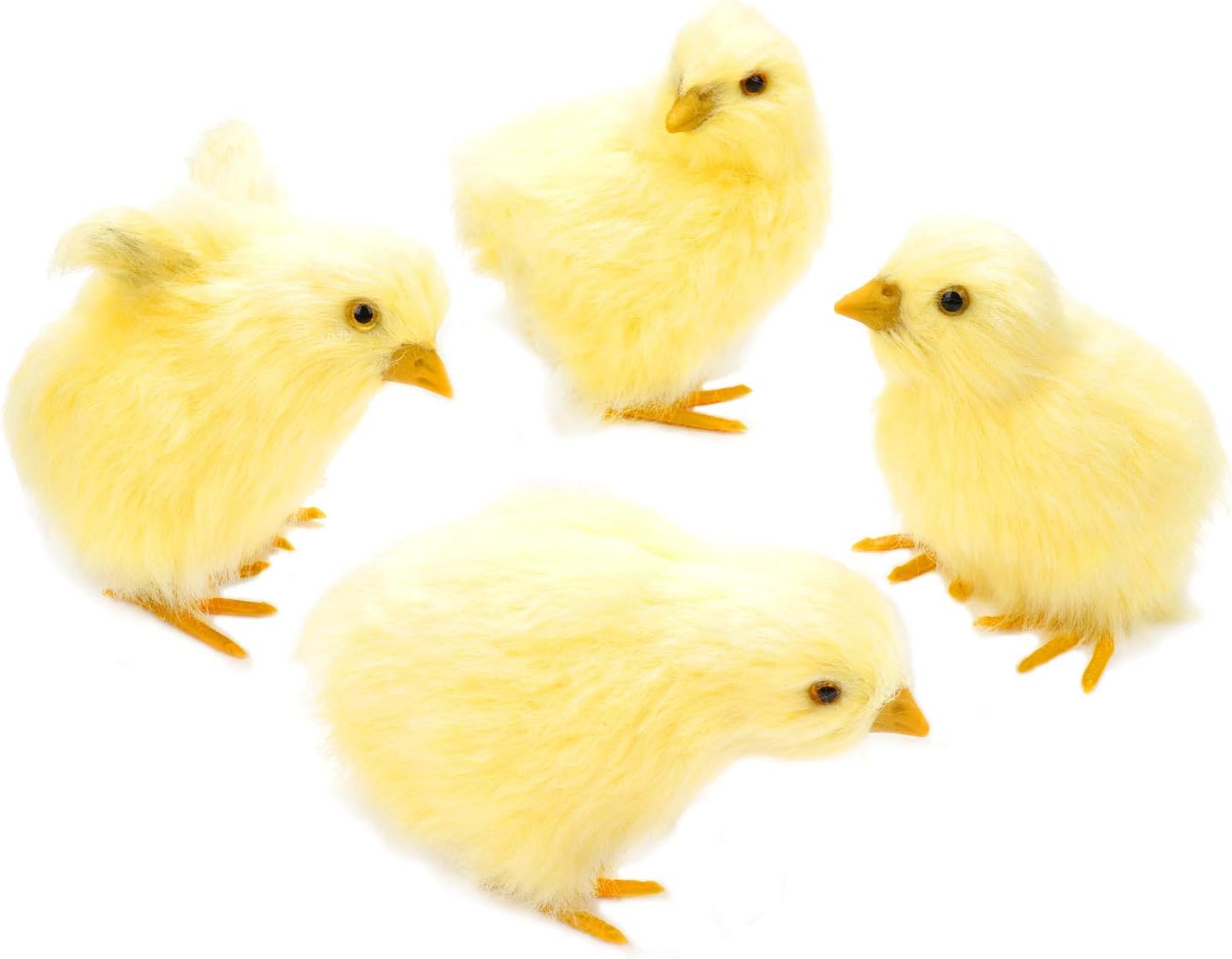 Wemofi 4 Pcs Realistic Plush Little Chick Figurine Lifelike Furry Animal Toy Simulated Chicken Sound Photography Props Chicken Decor 4 Poses
