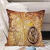 Fodera per Cuscino 50x50 in Quadrata,Set di antiquariato, bussola su un'antica mappa del mondo Confini storici Ant,Decorativo Fodere Cuscini Moderno per Divano Letto Sedia Camera da Letto Copricuscini #2