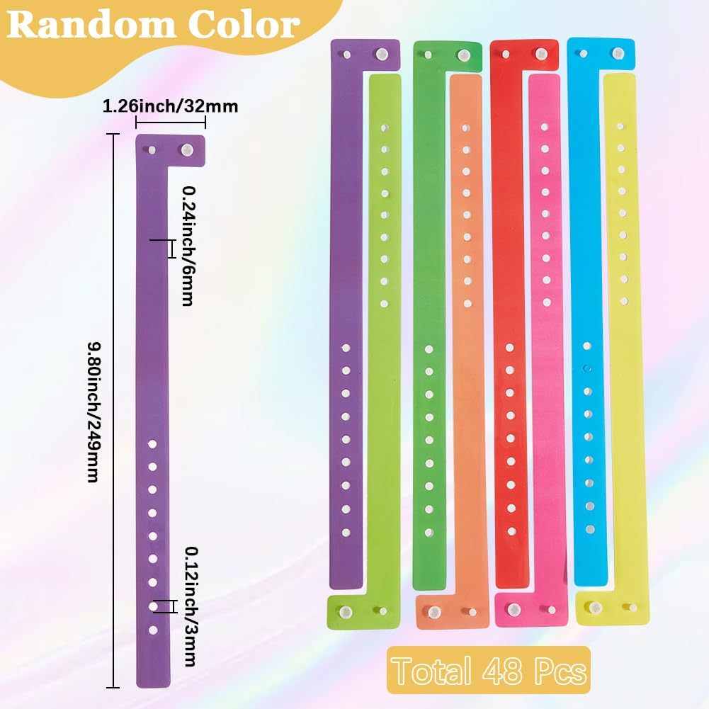 GORGECRAFT 48Pcs Event Wristbands Colored Armbands PVC Plastic Adjustable Lightweight Waterproof Party Concert Neon Wrist Bands Bracelets for Events Club Meeting Security ID Badge Identification - Image 2