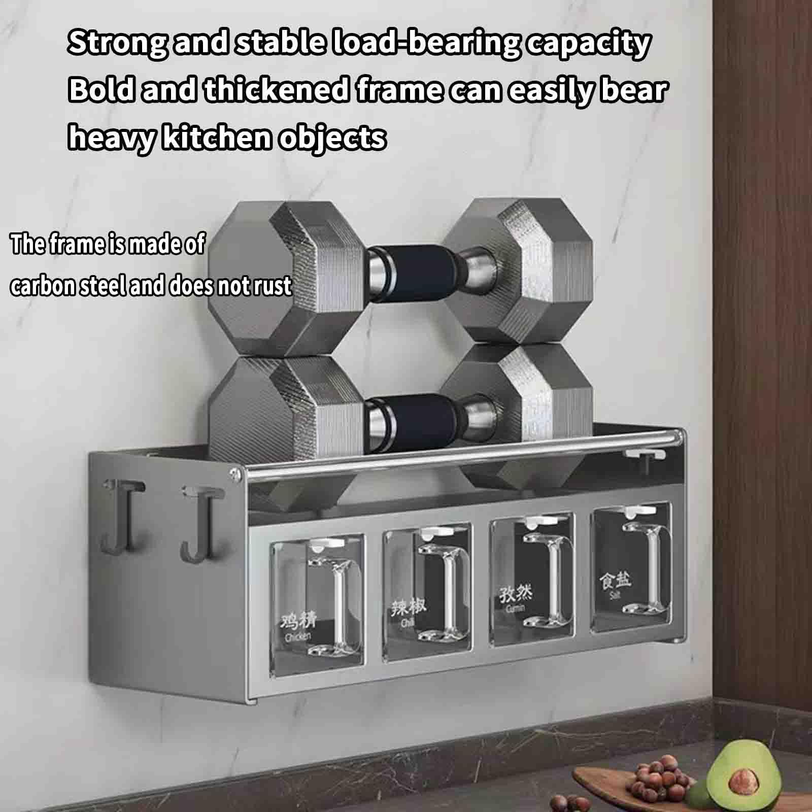 JUSHZ Gewürzregal Wand Stehend Küchenregal Gewürzregale Gewurzregal Gewürz Organizer Spice Rack Für Die Küche Spices Hängen Ecke Aufbewahrungsbox Für Gewürze Küche Wandmontiert (30x13.5x13cm,Black)