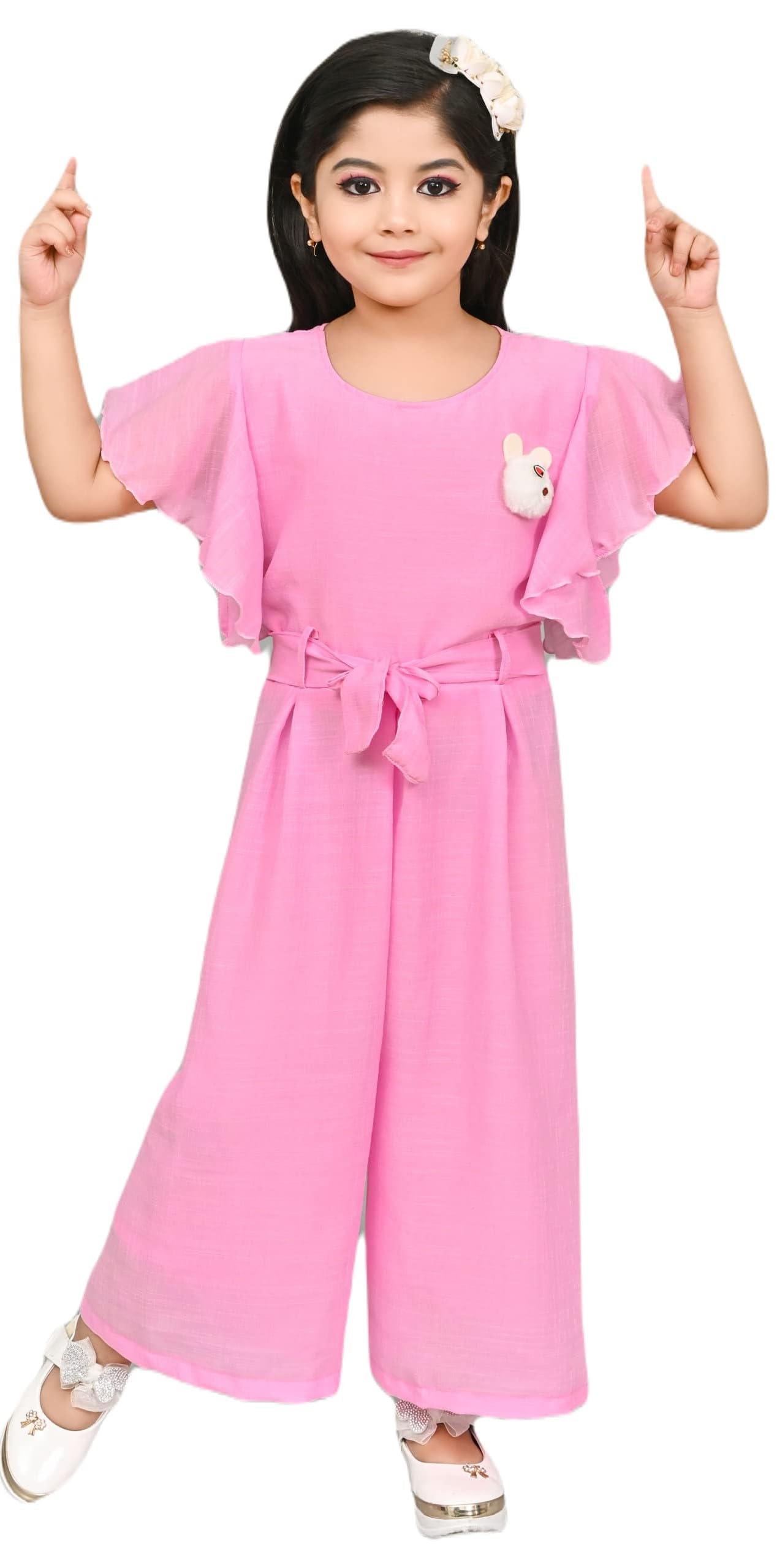 GenericS N Collection Cotton Blend Casual Solid Jumpsuit Dress for Girls