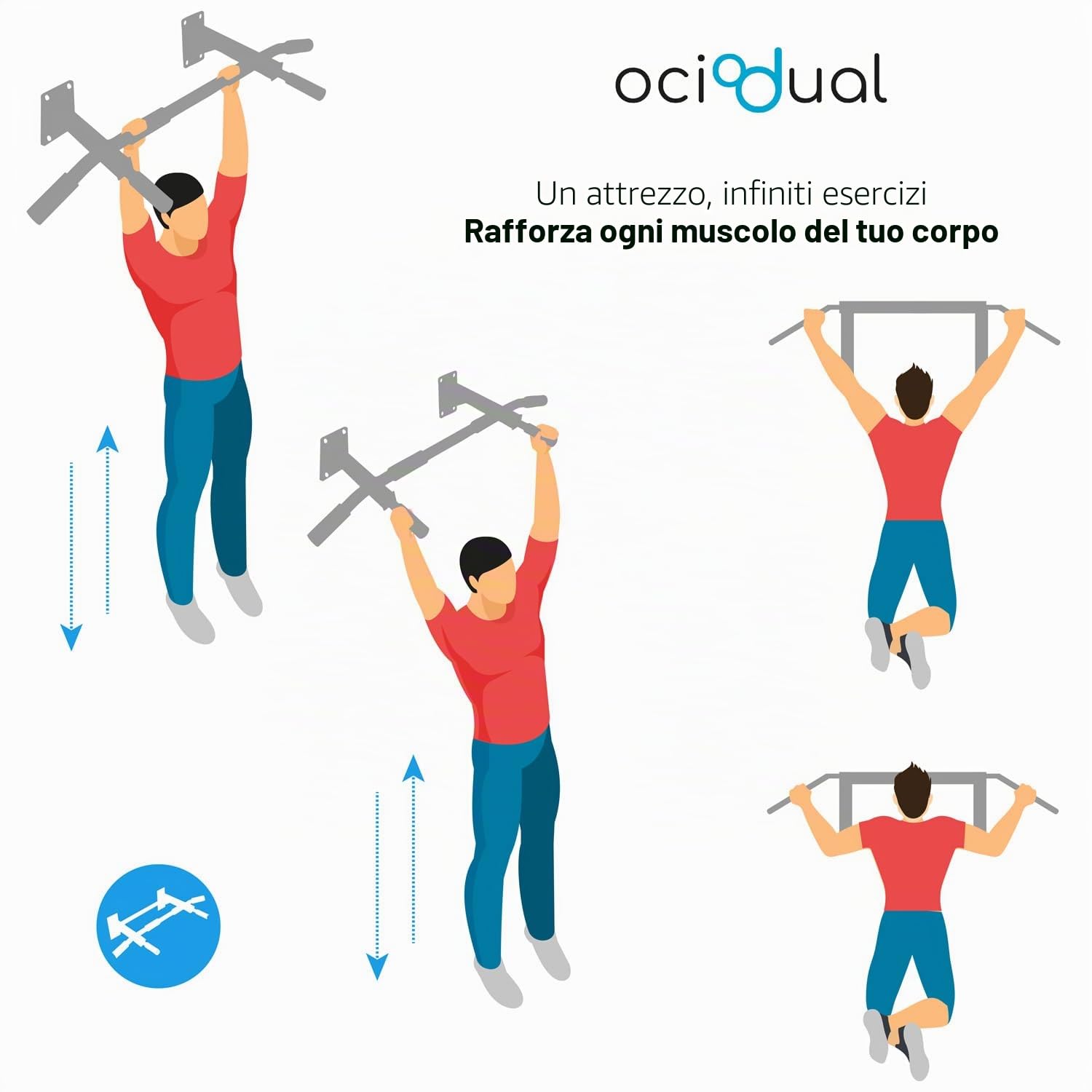 OcioDual Sbarra Trazioni, Sbarra Trazioni a Muro, Attrezzi Palestra Casa, Barra per Trazioni, Palestra Multifunzione, Home Gym, Barra Trazioni, Rack Palestra, Sbarra per Trazioni, Pull Up Bar