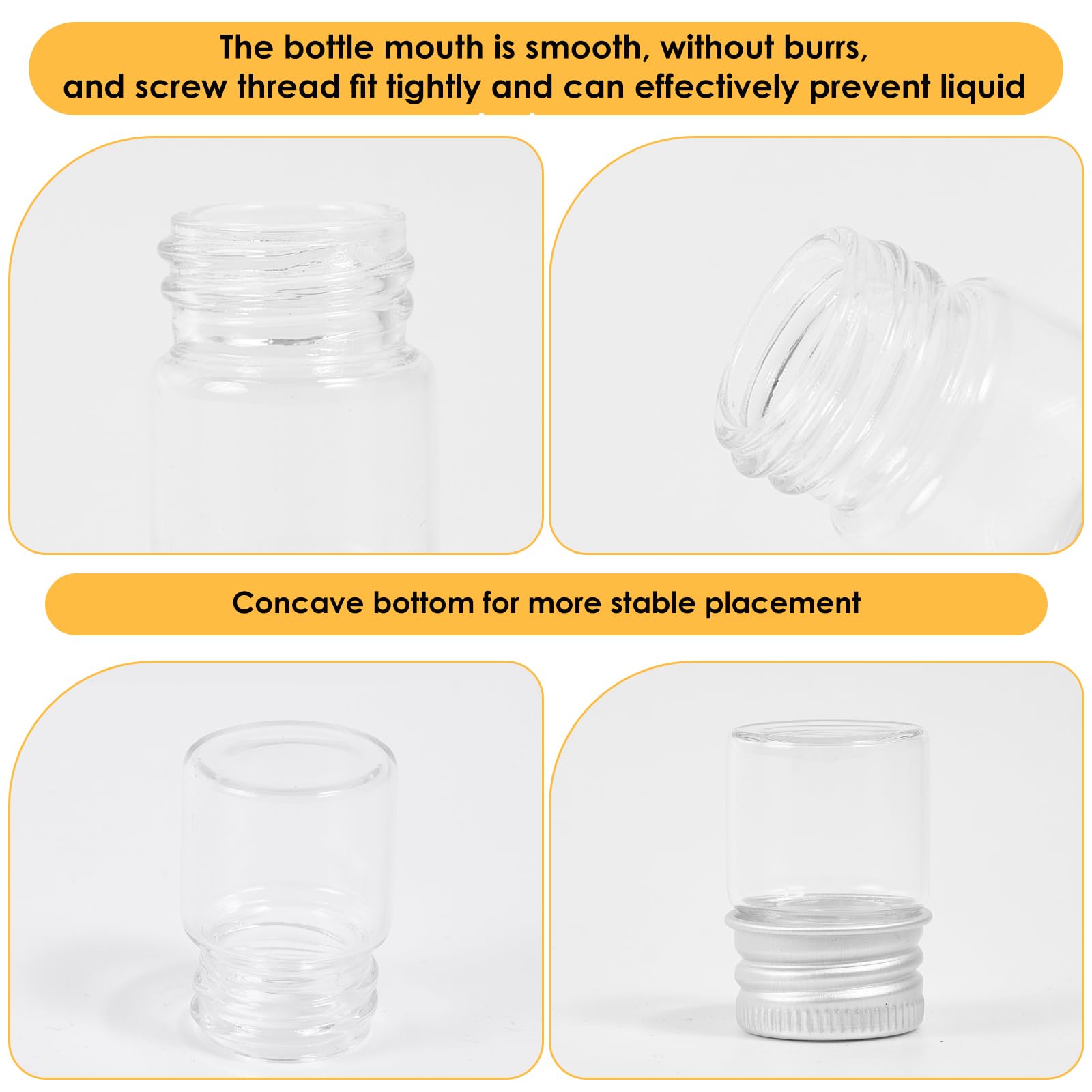 Fiale di Vetro da 5 ml con Tappi a Vite e Tappi di Plastica, Flacone del Campione di Liquido Piccolo Trasparente, Flacone a Prova di Perdite, 50 Pezzi