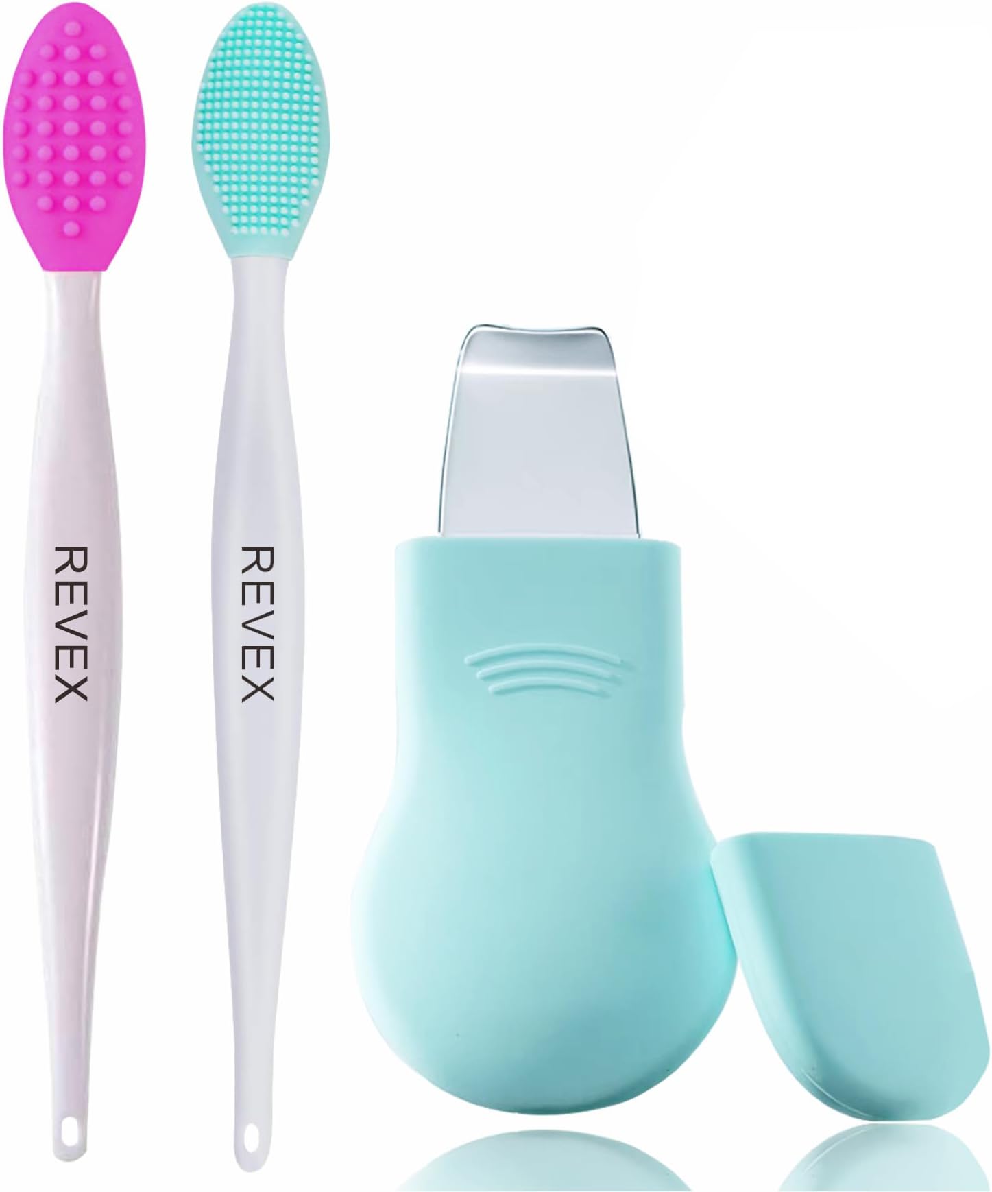 REVEX Silicone Nose Blackhead Remover Tool Set,Blackhead Scraper Tool,2Pcs Pore Cleaning Brush, Face Scrubber Skin Spatula, Pore Scrubber for Deep Cleansing,Face Exfoliator Scrubber for Women Men