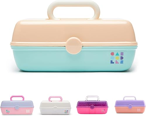 Caboodles Pretty in Petite Estuche vintage con tapa melocotón y base de espuma de mar, 1 libra