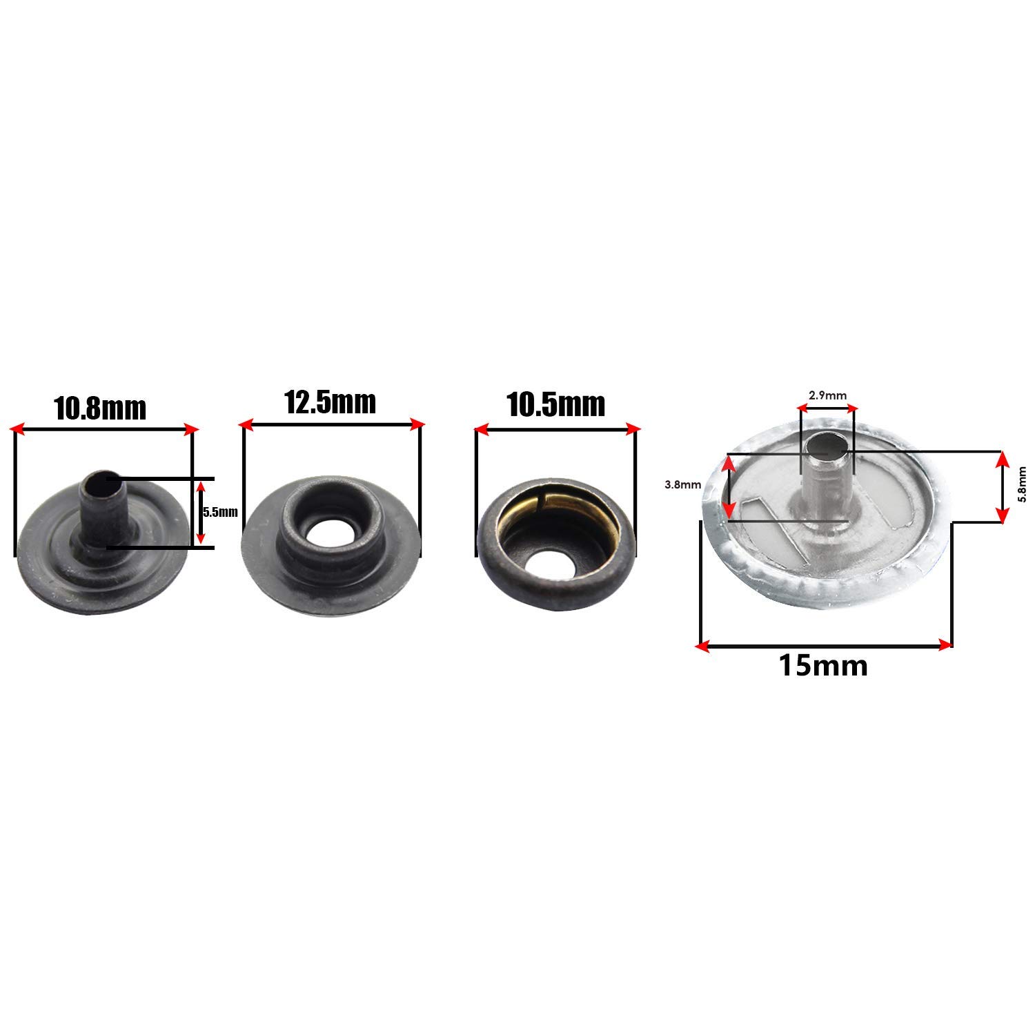 WedDecor 15mm Bottoni Automatici Grande 4 Parti Non Cuce Bottoni per