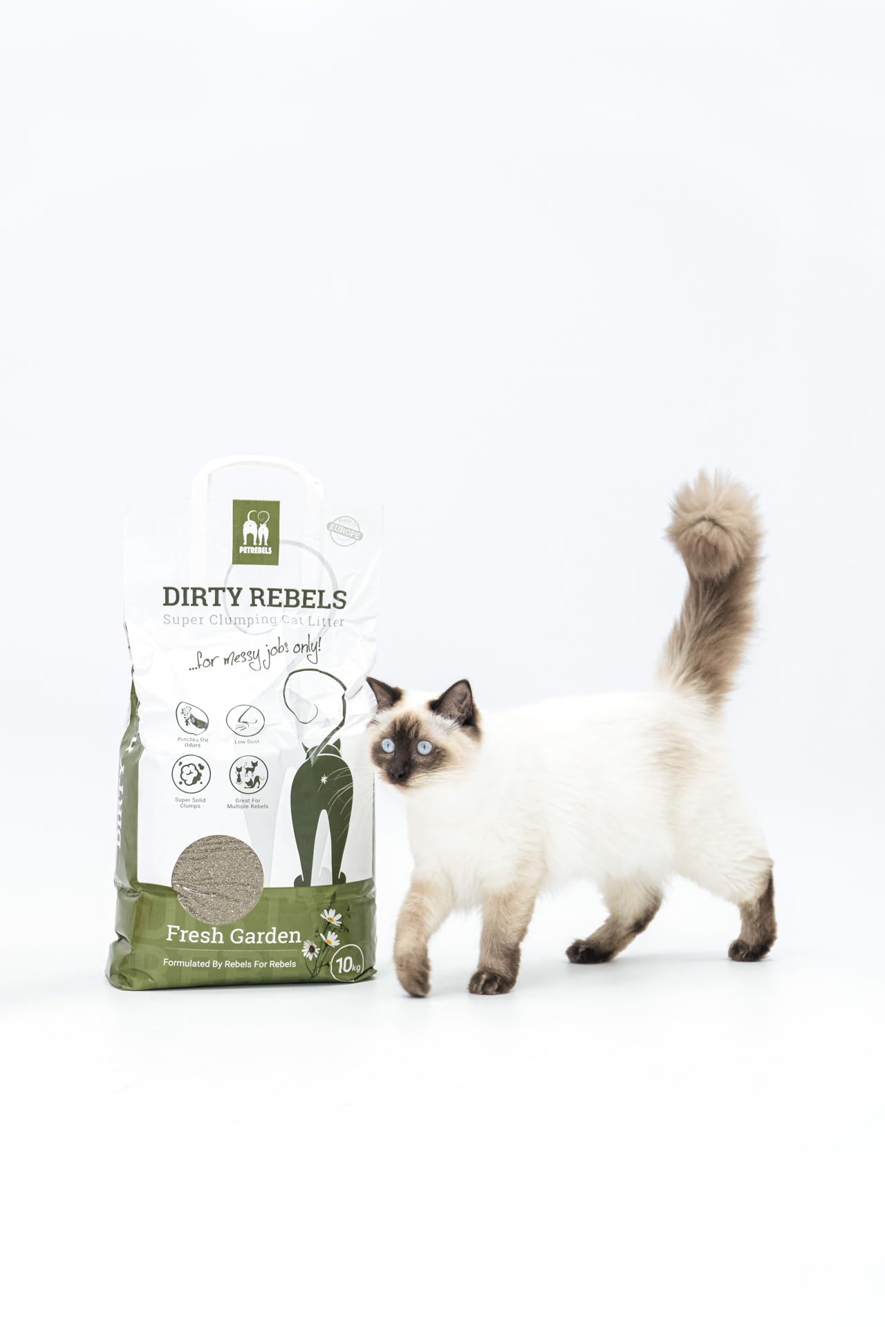 Petrebels Katzenstreu Dirty Rebels, 12x 10 Liter, Fresh Garden Duft, 100% Natürlich, 12er-Pack