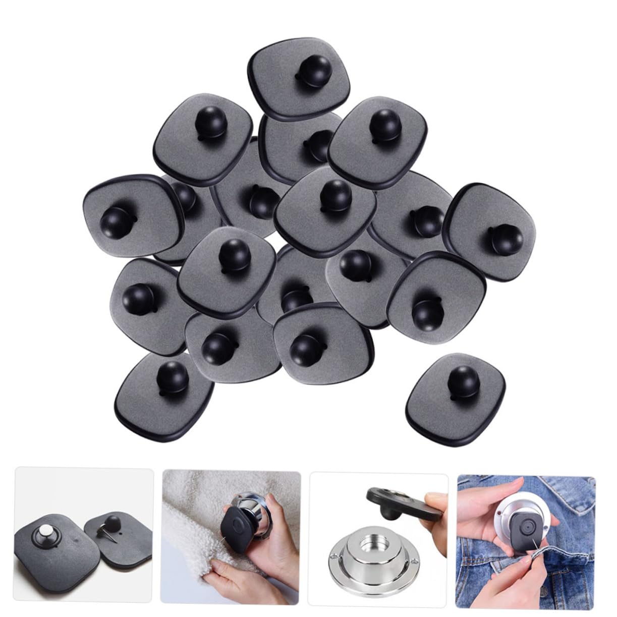 SOLUSTRE 1 Set Per Abbigliamento Antitaccheggio Anti Etichette Per Vestiti Etichette Magnetiche Per Vestiti Etichetta Antifurto Per Vestiti Abs Black 50 Pezzi