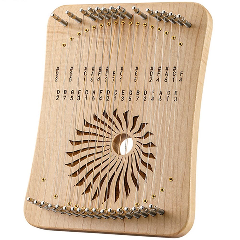 Arpa a lira portatile da 31 corde con chiave for accordatura, corde extra e borsa di tela, strumento musicale in legno for professionisti, pianoforte a pollice (Color : Maple)