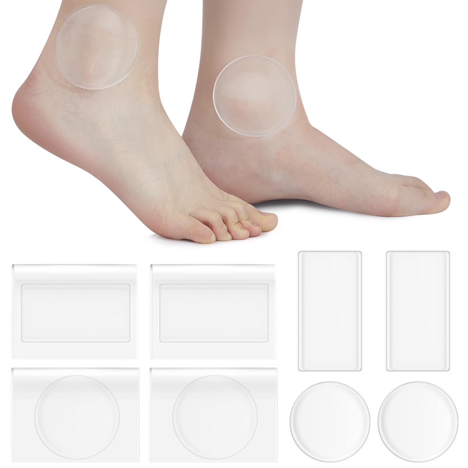 Sotiff 4 Pcs Ankle Gel Pads for Skates Hockey 2.48",Rectangular, Round
