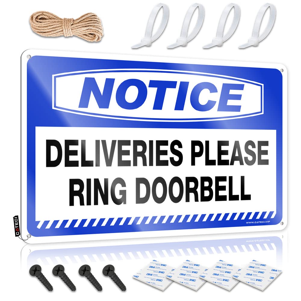 STWNVOITV Mancave Signs And Decor Notice Deliveries Please Ring Doorbell Tin Sign Bedroom Door Sign Cool Signs For Bedroom(30X40CM)