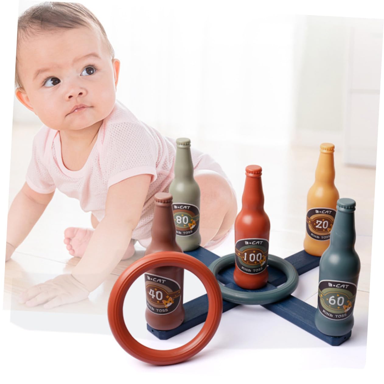 Hemoton Sturdy Tossing Ring Toys Plastic Bottle Ring Tossing Game for Boys and Girls