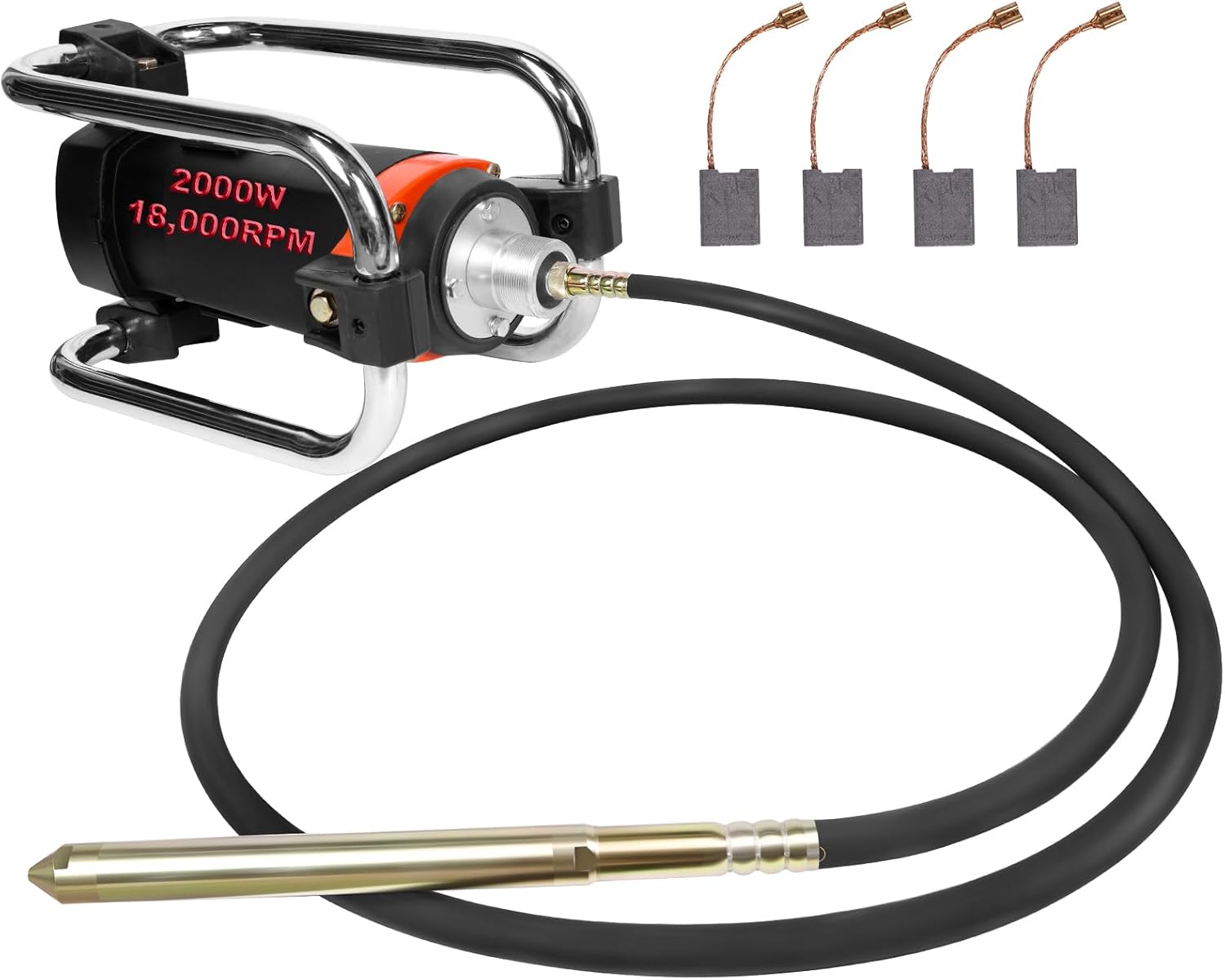 Concrete Vibrating Tool, Portable Construction Insertion Vibrator, 1500W Electric Concrete Vibrator Handheld, 16,000 VPM Concrete Vibrator, With 14.75ft Shaft