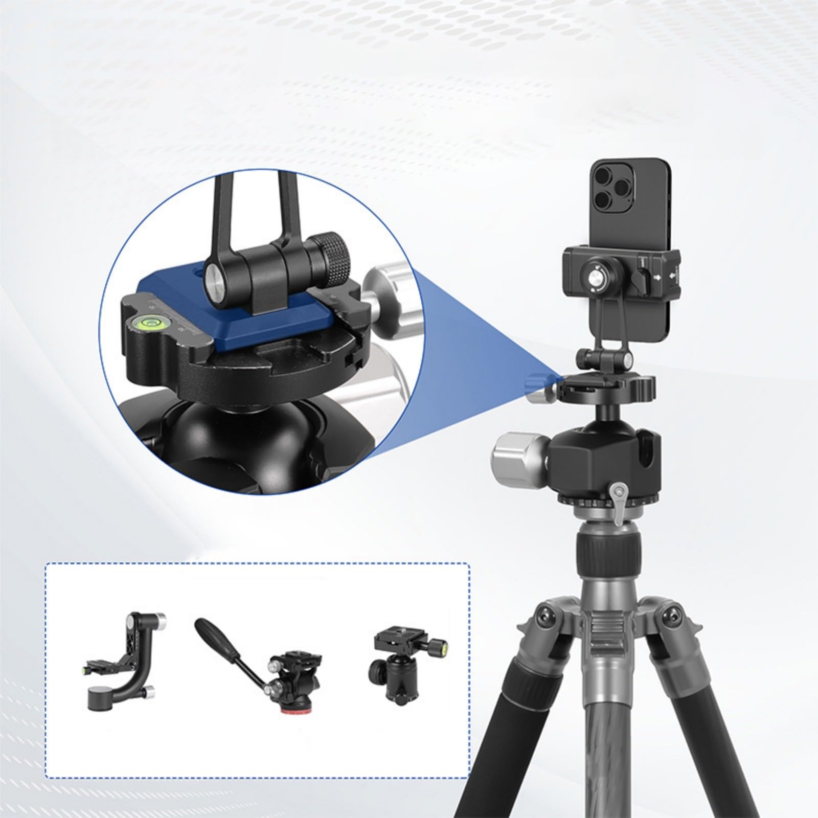 Soporte de trípode para teléfonos inteligentes, clip adaptador ajustable con soportes de zapata fría para mejorar la fotografía de video