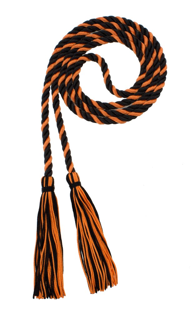 Tassel Depot Graduation Honor Cord - Black/Orange - Every School Color Available - Made In Usa
