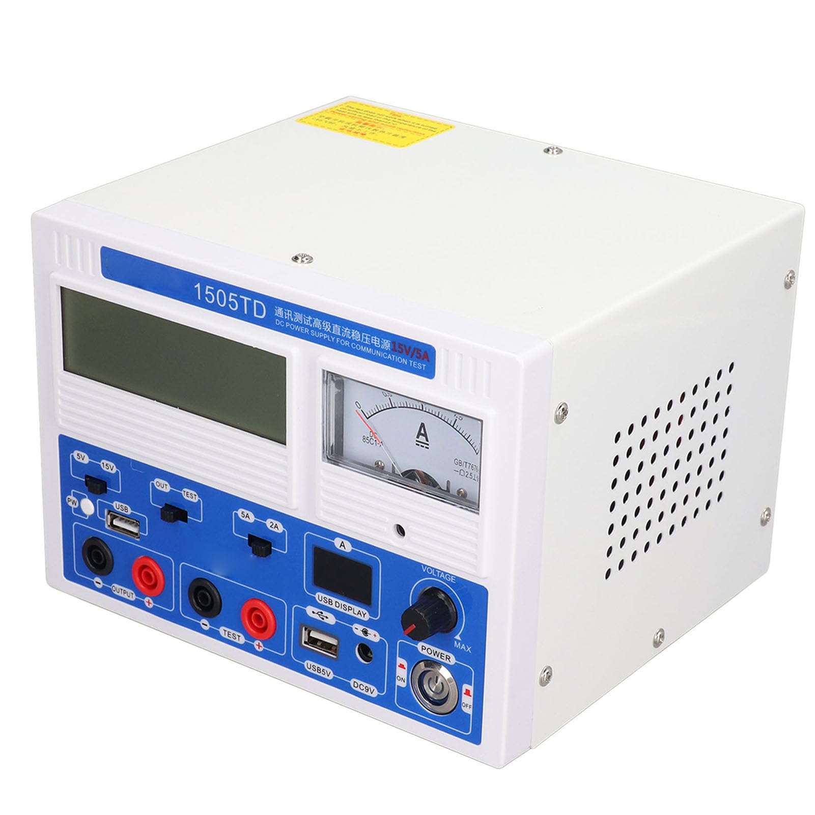 Hyuduo Fuente de Alimentación de CC Fuente de Alimentación de Banco Ajustable Entrada de 220 V CA Pantalla LCD Bloqueo de 5 V Salida USB de Regulada Variable para Pruebas de Laboratorio de Reparación