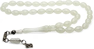 Toz Kehribar Tesbih – Gece Parlayan Kedi Gözü, El Yapımı, Midyat Gümüş Püsküllü, Erkek Aksesuar, Hediyelik Tesbih