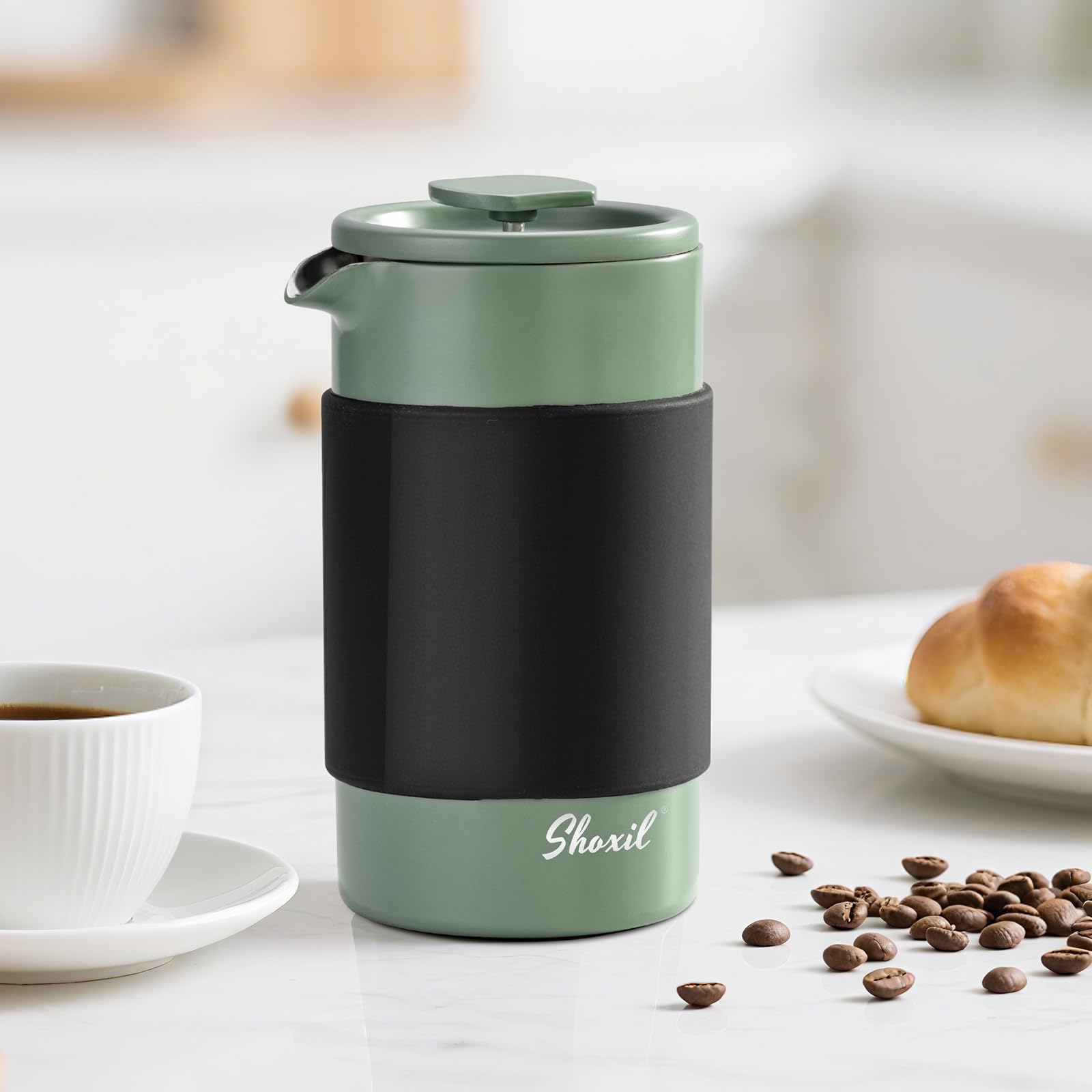 French Press Thermo – 350ml Stainless Steel Coffee Press, 2 Cup Cafetiere for Ground Coffee, Portable French Press