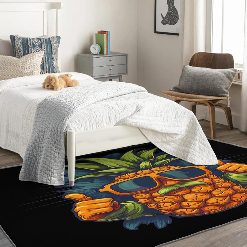 Miniatura 2 de Alfombras lavables para sala de estar, dormitorio, alfombra de piña y decoración del hogar, divertida alfombra de área de frutas de 5 x 7 pulgadas,