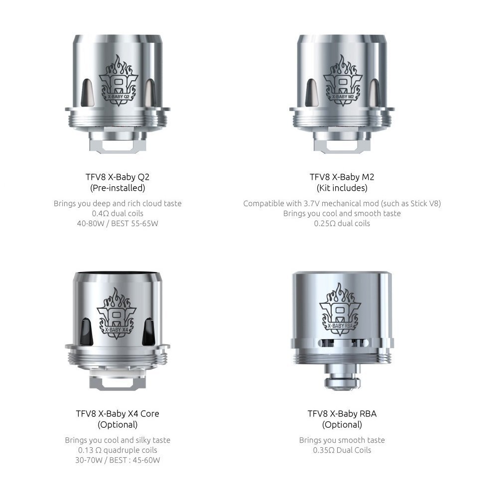 Genuine SMOK TFV8 X Baby X4 Replacement Coils 3 Pack 0.13 ohm 30w-70w No Nicotine