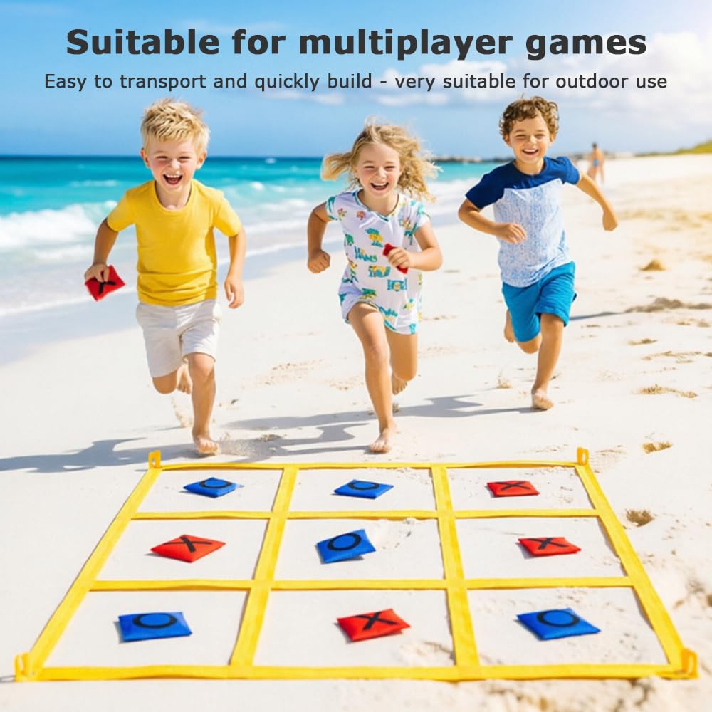 Juego para Exteriores Tic TAC Toe, Juego Gigante de Tres en Raya 1.2m con 10 Piezas X y O, Juegos De Patio Gigantes para Adultos, para Exteriores, Camping, día de Campo, para la Familia