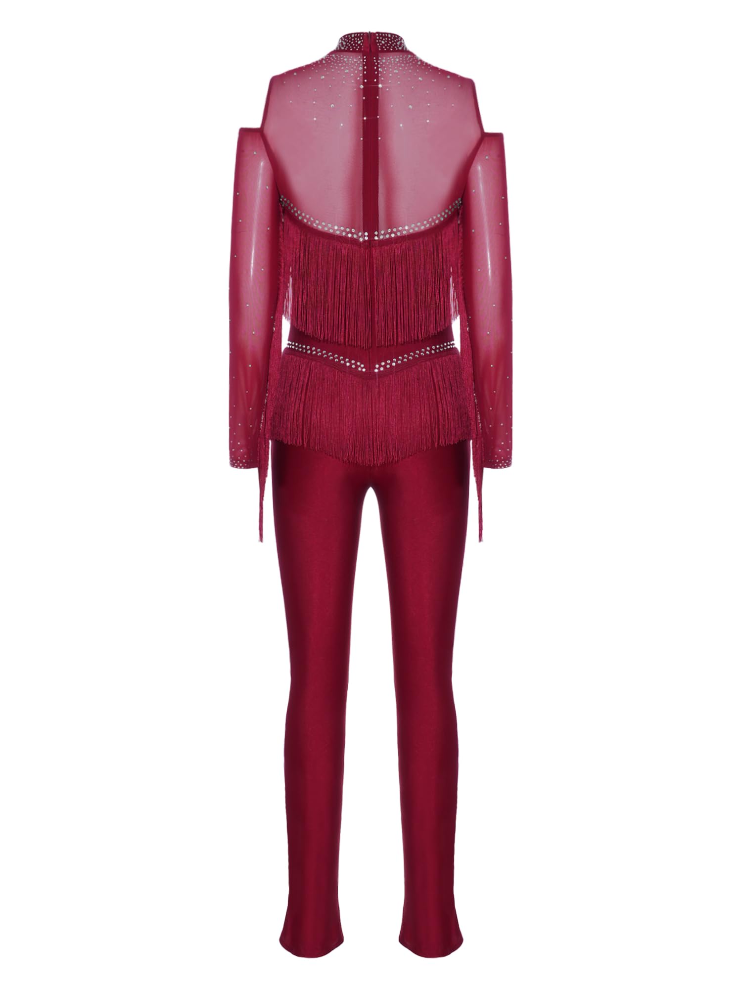inlzdz Femme Justaucorps Gymnastique Rythmique Combinaisons Rompevêtements Manches Longues Épaule Découverte Justaucorps Danseuse Acrobatie