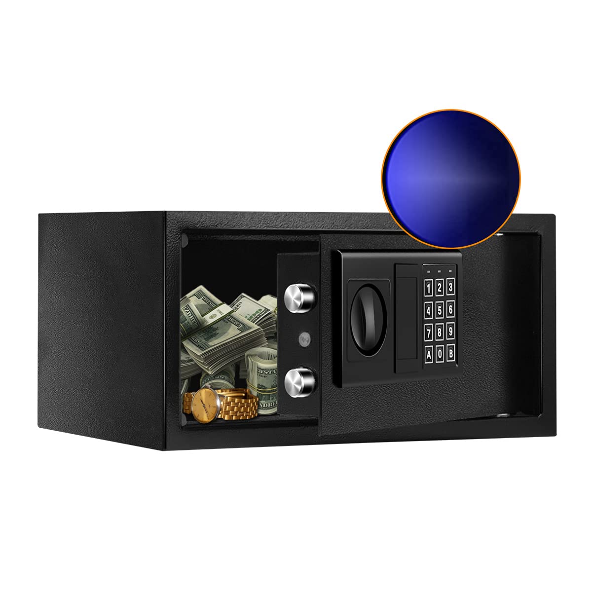 JUGREAT Security Safe Box with Induction Light,0.55 Cubic Feet Electronic Digital Securit Safe Steel Construction Hidden with Lock，Wall or Cabinet Anchoring Design for Home Office Hotel Business