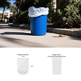 WAIKAS 30 Ggallon Trash Bags, Pack of 10 Large Trash Bags Garbage Bag, 76x93.8cm,33.5g/pc, Unscented, White