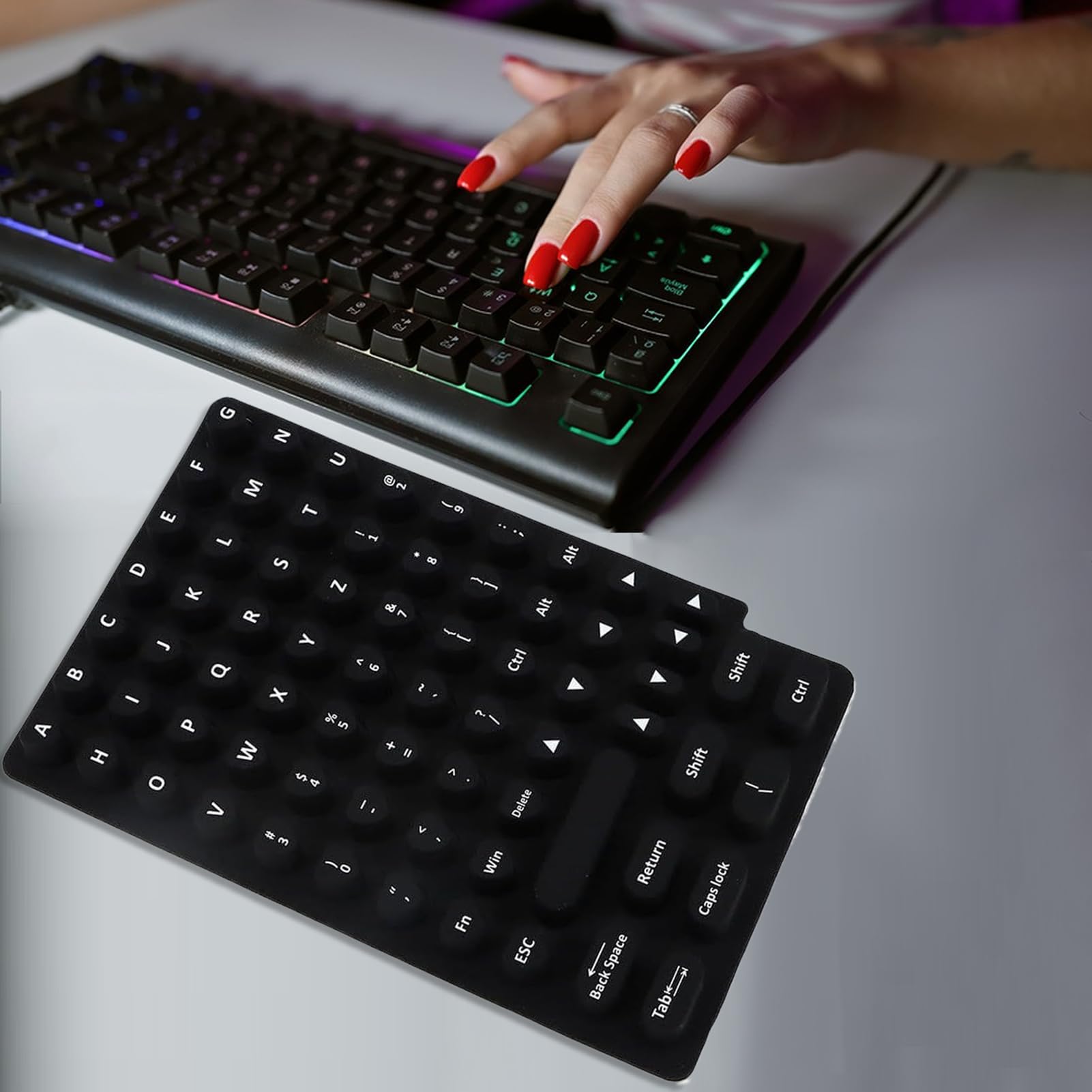 Autocollants Rehausseurs De Touches Pour Clavier - Pour Ongles Longs - Silicone Souple Réutilisable - Plusieurs Couleurs - 3