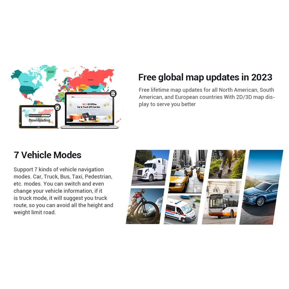 ZYWUOY Navegador GPS de 9 pulgadas para conductores comerciales, mapas de Europa 2024 precargados (Reino Unido, Francia, Rusia) con actualizaciones sin conexión, navegación de 12 canales y asistencia