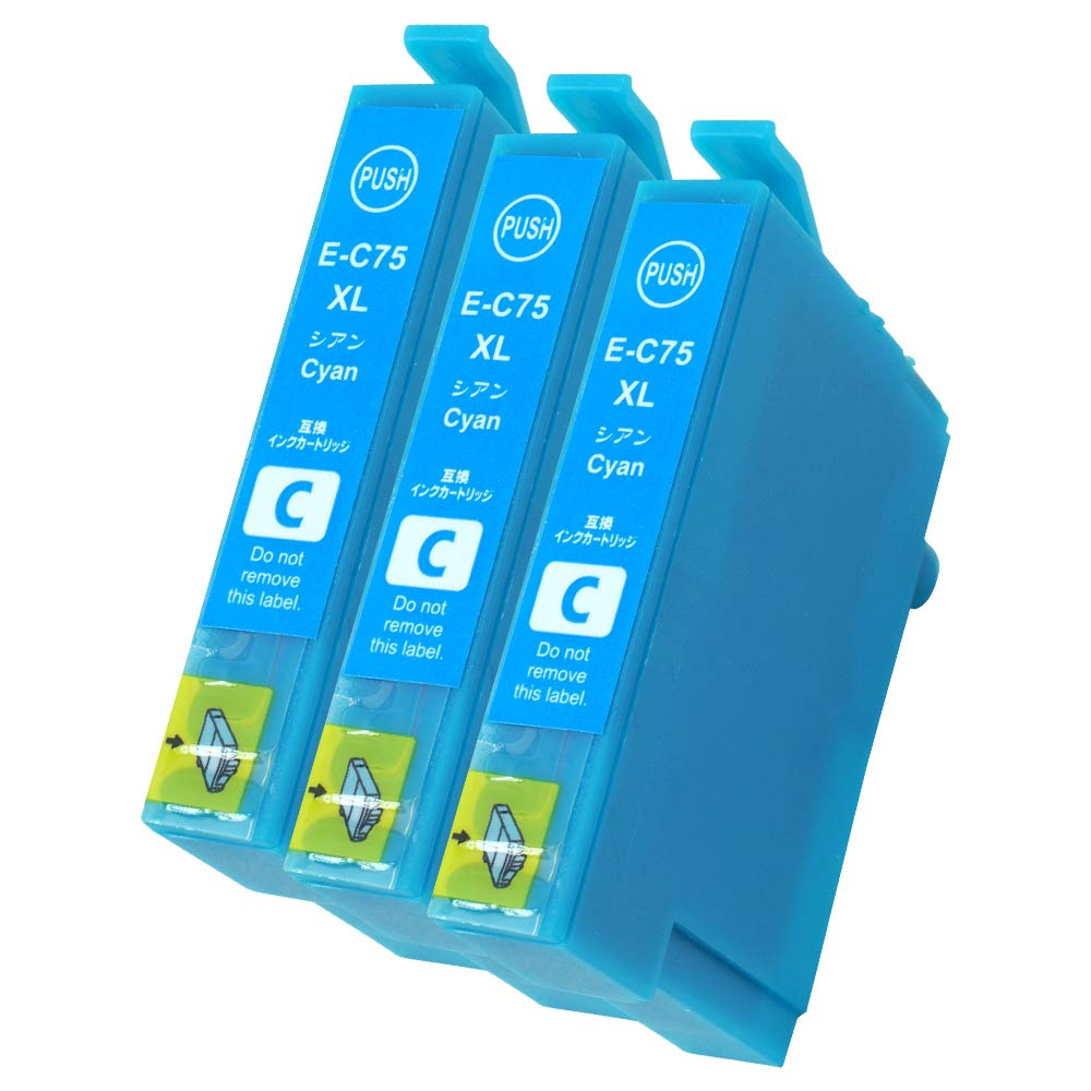 Amazon.co.jp: Inc.com IC75 (C/シアン) 互換 インク カートリッジ 3