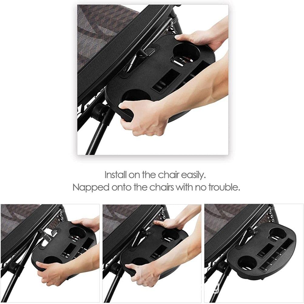 Bandeja lateral de silla de gravedad cero, bandeja de mesa lateral con clip, bandeja de mesa lateral, bandeja de silla de gravedad cero para soporte de taza plegable para silla de salón con