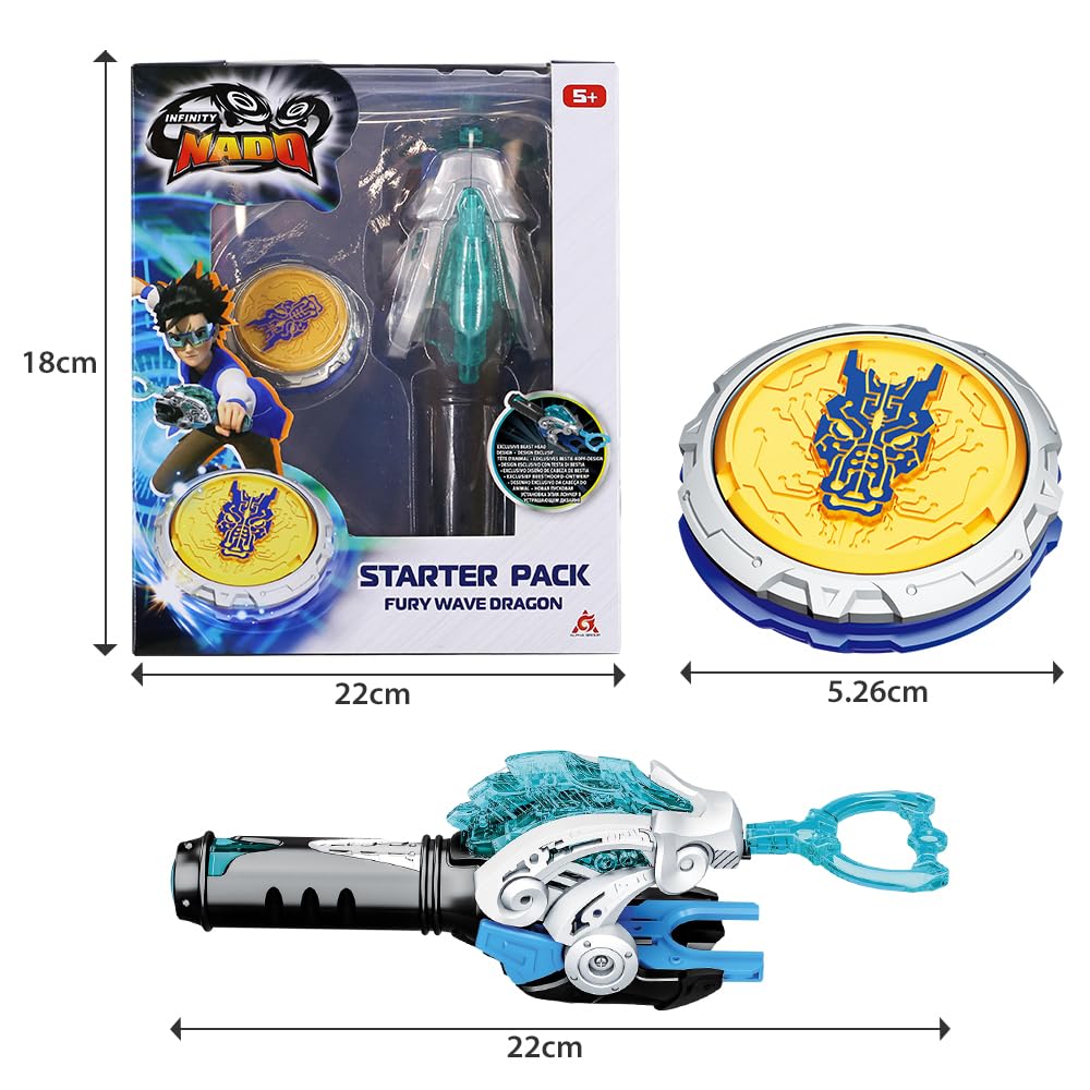 Infinity Nado Beyblade Battle Top, bączek dla dzieci, metalowa zabawka dla chłopców od 5, 6, 7, 8, 9, 10, 11, 12 lat, zestaw startowy Fury Wave Dragon