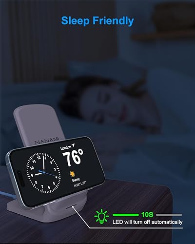 Miniatura 6 de NANAMI Cargador inalámbrico para Samsung y iPhone - Soporte de cargador de inducción rápido certificado Qi de 10 W para Galaxy S23S22S21S20S20