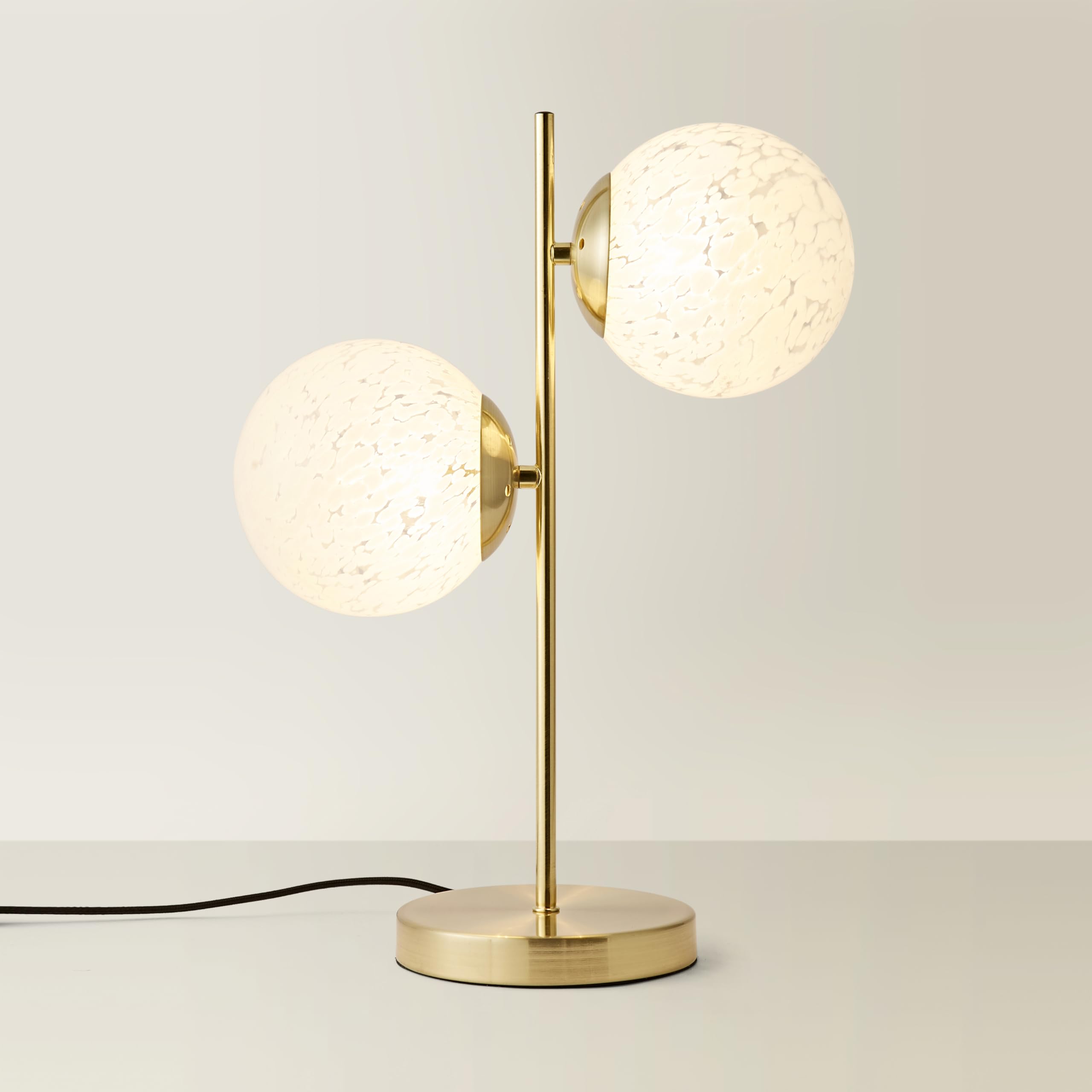 ValueLights | Jas Gold 2 Way Table Lamp with White Confetti Glass Globe Shades | Table Lamp, Home Décor & Improvement Essential