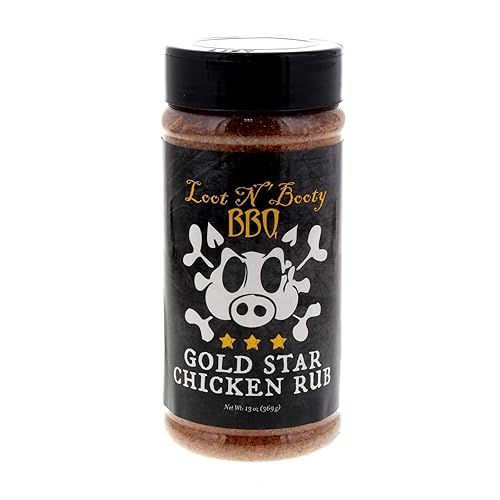 Loot N' Booty BBQ Gold Star Chicken Rub - Coctelera de 13 onzas