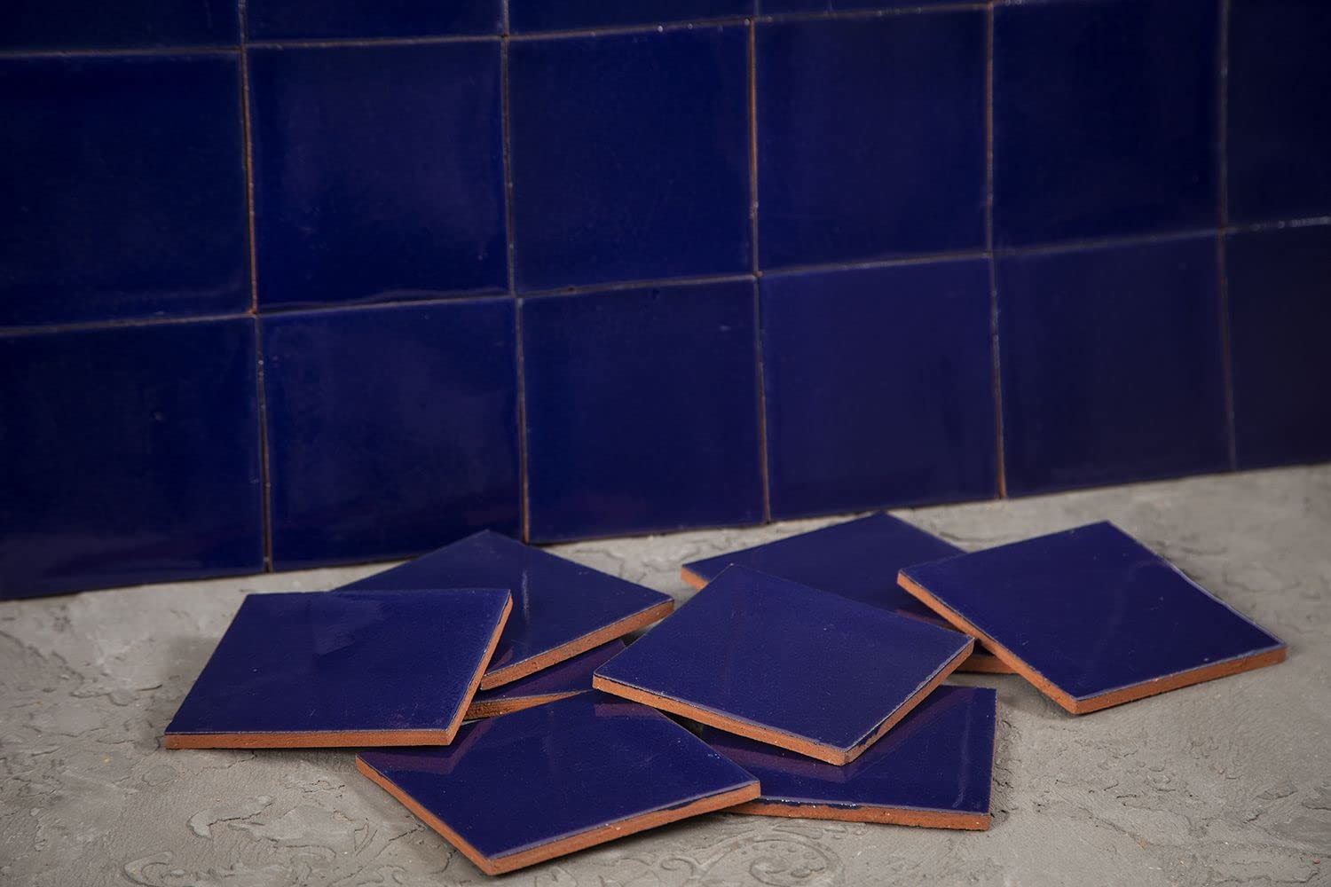 Cerames Azulejos azules mexicanos monocolor Azul Cobalto - azulejos de mosaico, azulejos ceramica monocromáticos para cocina, baño, ducha | Un paquete de 90 baldosas azules ceramica 10,5x10,5 cm