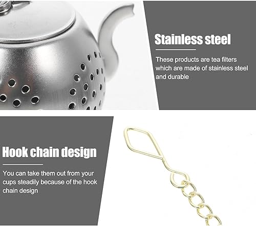 Miniatura 8 de SHERCHPRY 2 cestas de té de acero inoxidable, coladores de té con tapa, colador de té extrafino, infusor de té de acero inoxidable, té caliente, té