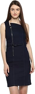 StyleStone Women's Bodycon Knee Length Dress (3386StretchCollrDrs)