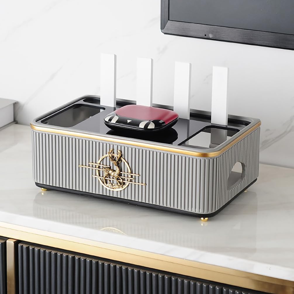 Skrzynka zarządzania kablami Duża skrzynka przechowywania podłodze na listwy zasilające skrzynka router stojąca podłodze ukrywania kabli telewizyjnych komputerowych,Gray,L13"*H5"*W8"