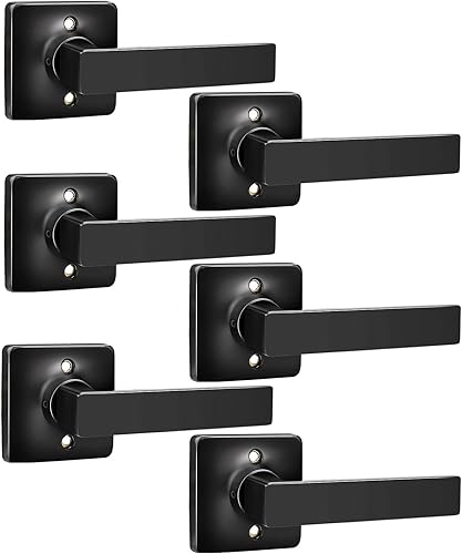 Miniatura 31 de GOBEKOR Paquete de 1 manija de paso, manijas de puerta negras para cerradura de puerta de armario, manija de puerta interior sin llave con cerradura