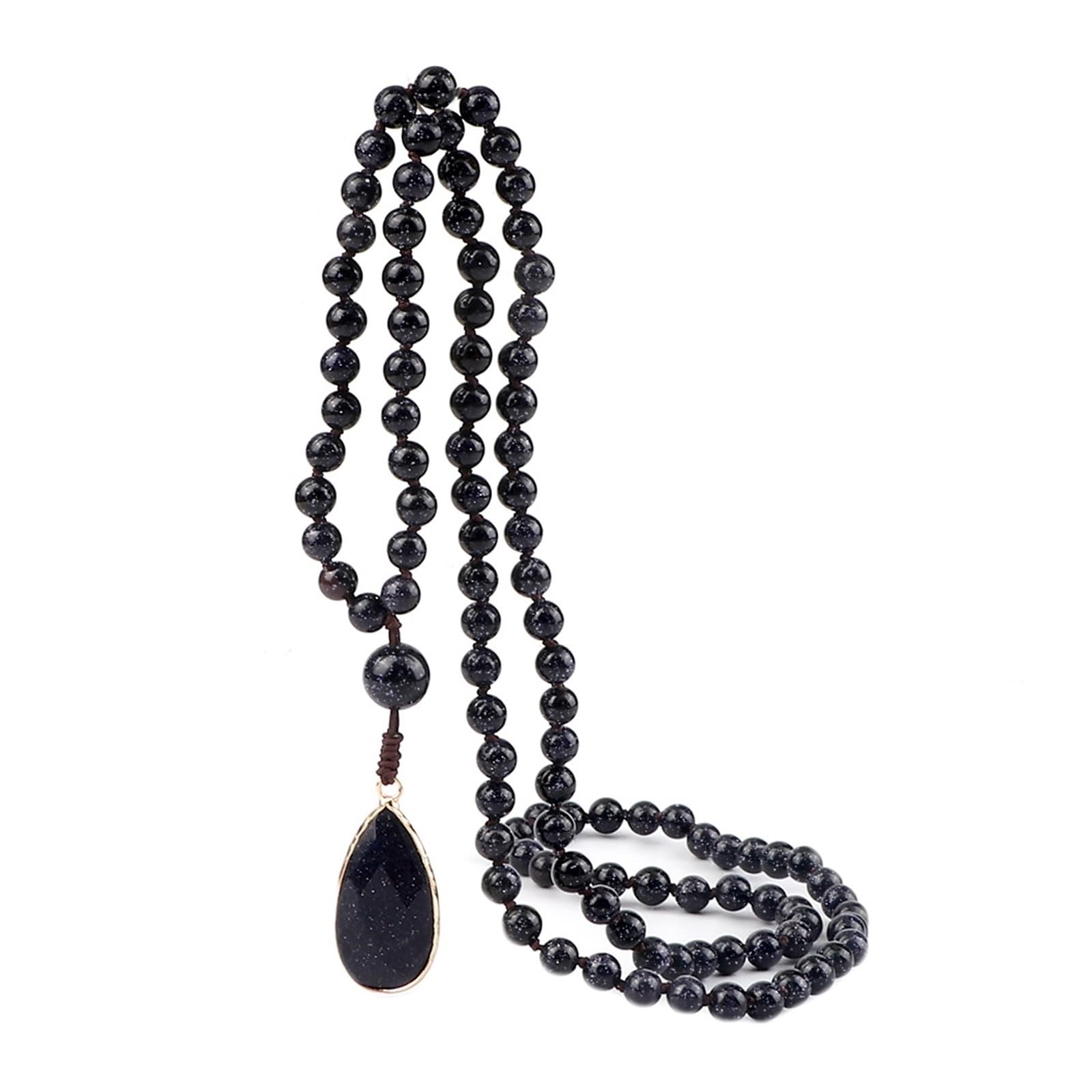 XYNSNDB Braccialetti per la Famiglia Braccialetti di Pietre della Spirituale Multistrato con Pendente a Goccia Perline tonde Bianche Intrecciate Elastiche 6mm 1 PZ per Matrimonio