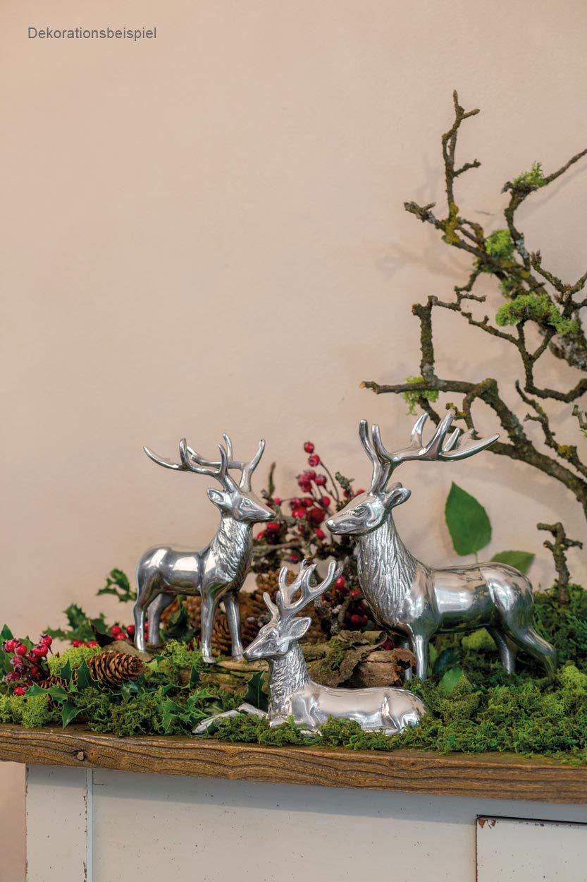 Statua di Cervo Color Argento per Decorazioni Festive