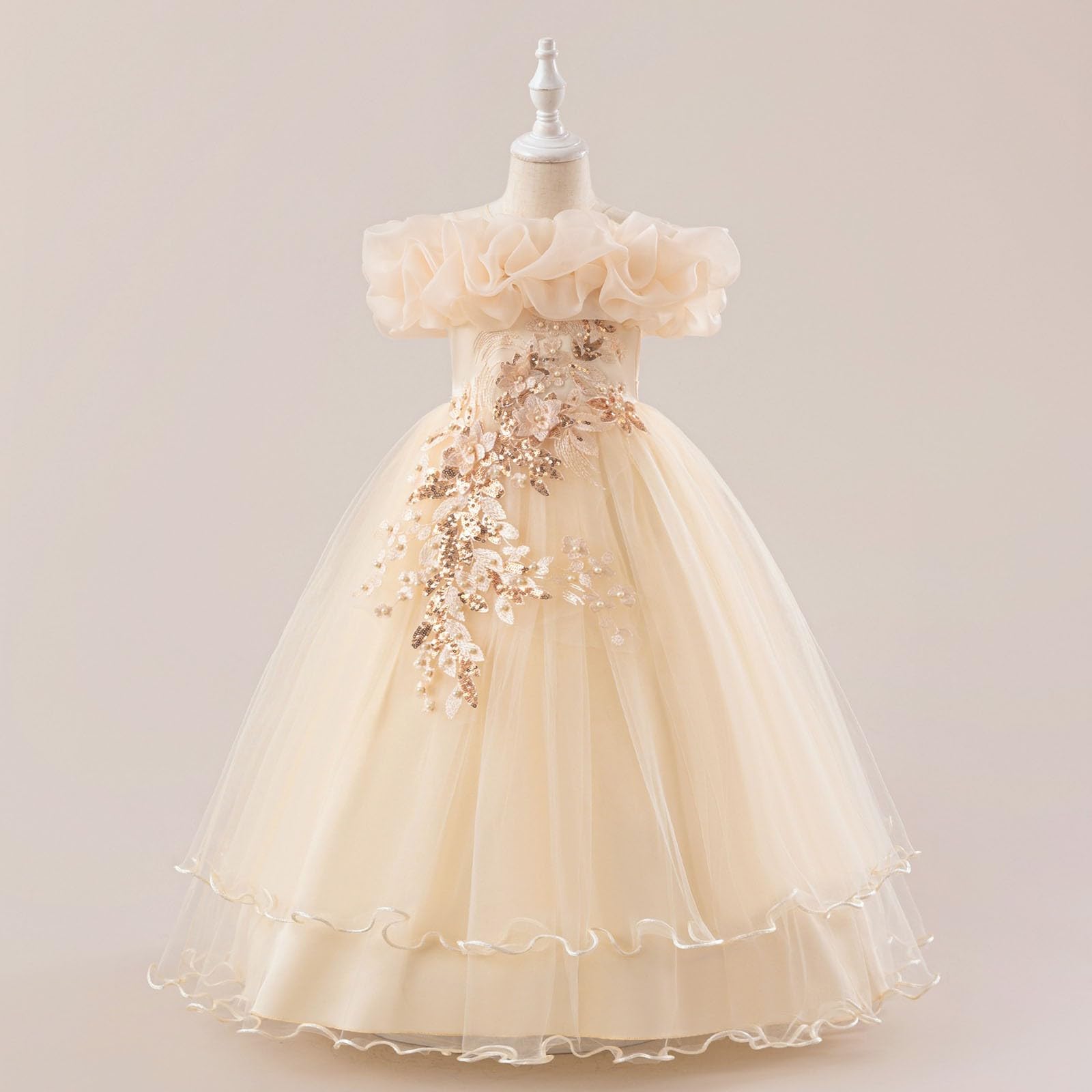 Elegante abito da bambina per matrimoni, feste, con design a spalle scoperte, gonna tutù con ampio orlo per bambini dai 7 ai 12 anni, perfetto per il tempo libero, le feste all'aperto e la vita