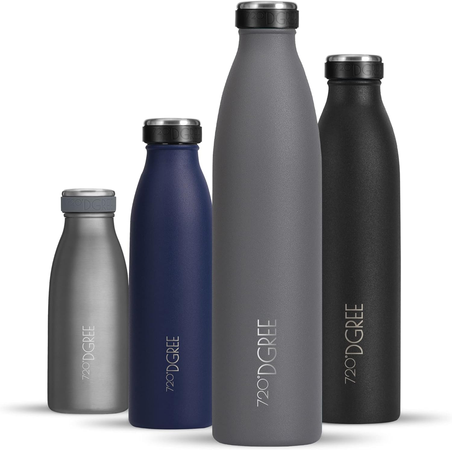 720°Dgree 02 Stone Gray - Sturdy Matt Vaccum Insulated Water Bottle “Milkybottle“ - 1Litre - Leakproof, Bpa-Free, Thermo Stainless Steel Flask - Sports, Gym, Fitness, School, Kids, Travel, Outdoor, Hot, Cold & Carbonated Drinks